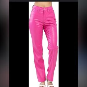 Faux Pink Leather Pants NWOT spring party Barbie boho casual colorful party y2k